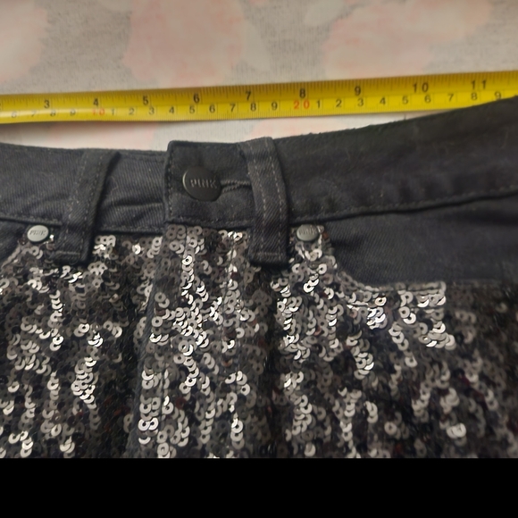 NWT Victorias Secret PINK bling black denim shorts Sz 0 - Picture 7 of 7